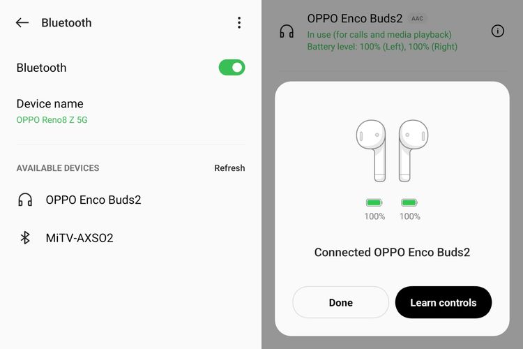 Cara menyambungkan Enco Buds 2 dengan Oppo Reno 8 Z 5G.