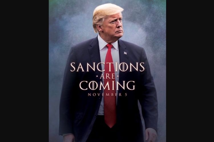 Poster yang diunggah Presiden AS Donald Trump di akun Twitter-nya, yang mirip dengan serial televisi Game of Thrones.