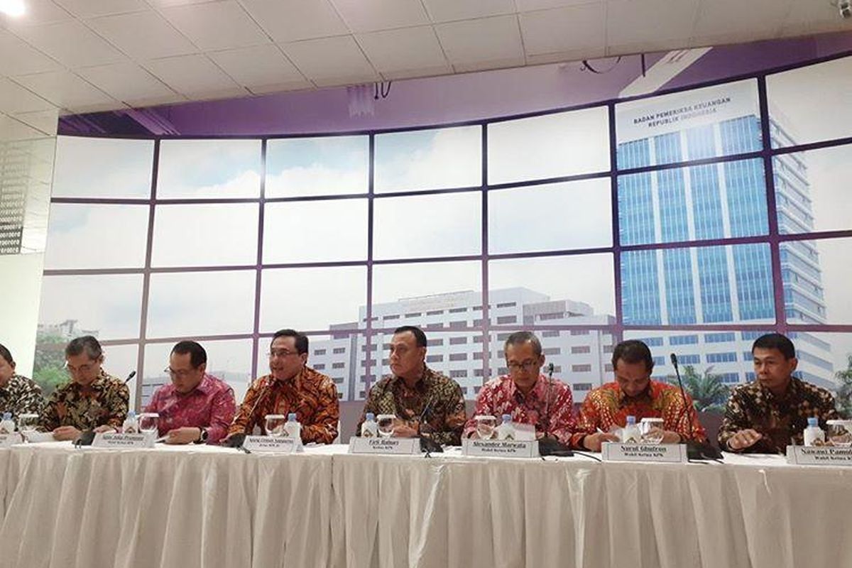 BPK dan Kejaksaan Agung memberikan keterangan resmi soal hasil investigasi tahap awal kasus PT Asuransi Jiwasraya di BPK RI, Rabu (8/1/2020).