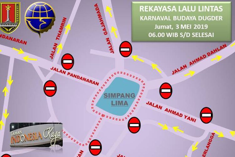 Rekayasa lalu lintas di Kota Semarang saat pelaksanaan Karnaval Budaya Dugder berlangsung pada Jumat (3/5/2019). 