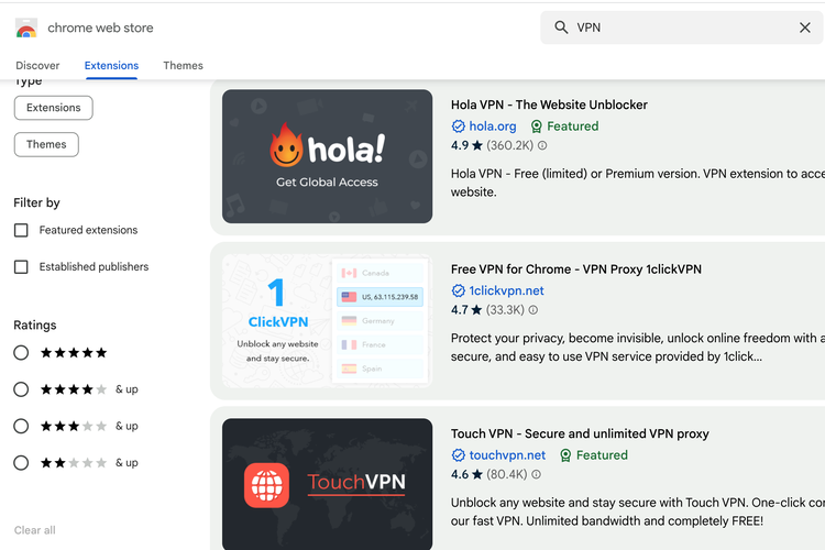 Ilustrasi cara membuka situs yang diblokir tanpa aplikasi tambahan menggunakan ekstensi di Google Chrome.