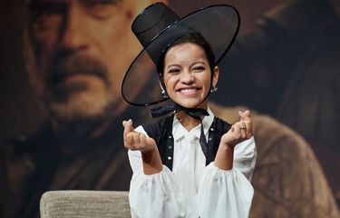 Natalia Reyes saat menghadiri press junket Terminator: Dark Fate di Four Seasons Hotel, Seoul, Korea Selatan, Senin (21/10/2019).