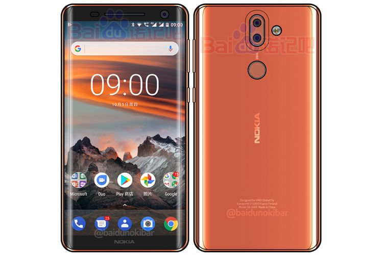 Gambar rekaan Nokia 9 yang beredar dari China.