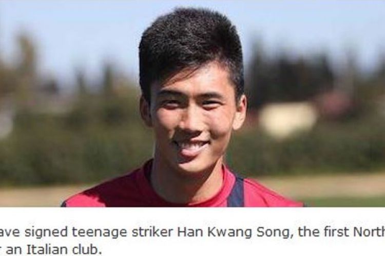 Pemain muda asal Korea Utara, Han Kwang-song, yang kini bermain untuk klub Serie A, Cagliari.