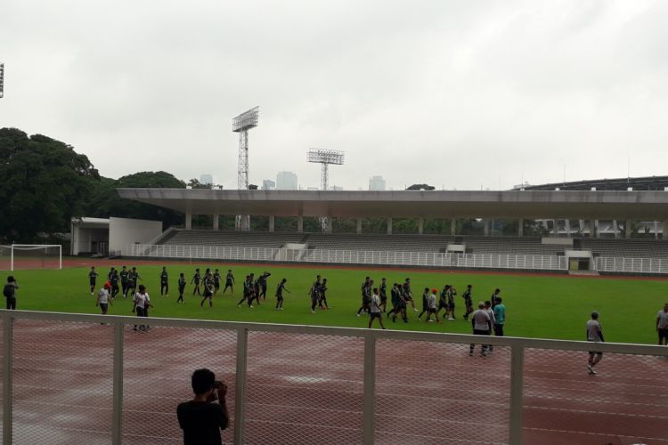Sesi latihan tim nasional U-22 Indonesia di Stadion Madya, Kompleks GBK, Jakarta, Sabtu (19/1/2019) pagi