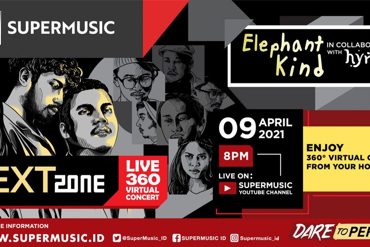 Konser perdana Supermusic Nextzone Live 360 Virtual Concert akaj menghadirkan Elephant Kind dan Hyndia sebagai bintang tamu.