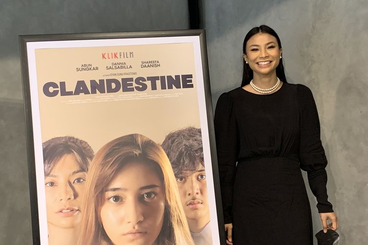 Aktris Shareefa Danish saat ditemui dalam acara Media Gathering film Clandestine di kawasan Jakarta Selatan, Senin (14/2/2022).