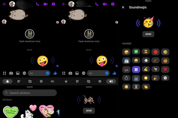 Cara memakai Soundmoji di Messenger.