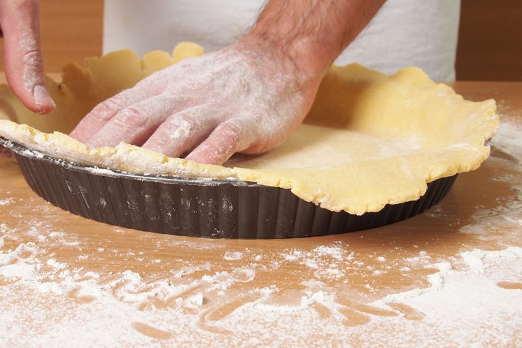 Ilustrasi kulit pai atau kulit pie yang sedang dicetak.