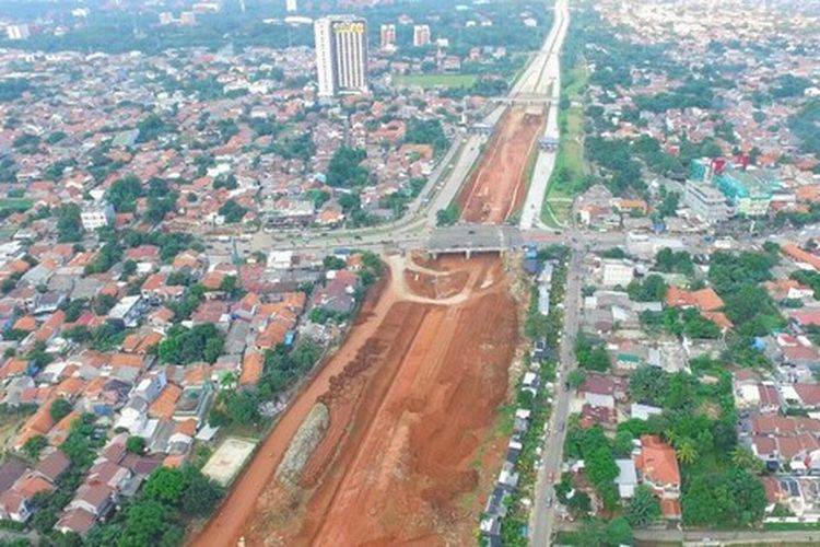 Progres pembangunan Jalan Tol Cijago Seksi 3 Limo-Kukusan