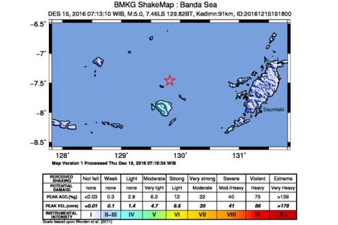 Gempa 5,0 SR Guncang Maluku Barat Daya
