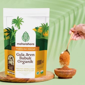 Produk gula aren bubuk organik yang diproduksi oleh Mahorahora.