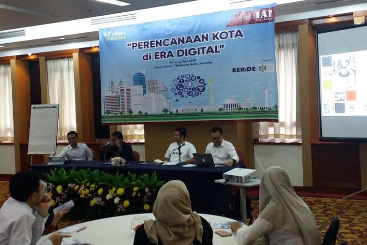 Diskusi bertema Perencanaan Kota di Era Digital yang digelar oleh Ikatan Ahli Perencanaan (IAP) Indonesia di Jakarta, Rabu (6/6/2018).