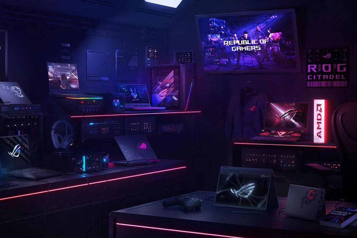 Ilustrasi jajaran laptop Asus ROG dengan AMD Ryzen 5000