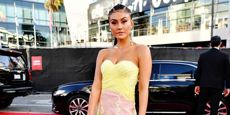 Agnez Mo menghadiri American Music Awards 2019 di Microsoft Theater, Los Angeles, California, Amerika Serikat, Sabtu (24/11/2019).