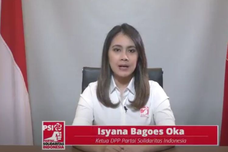 Ketua DPP PSI Isyana Bagoes Oka dalam video siaran pers, Rabu (29/9/2021)