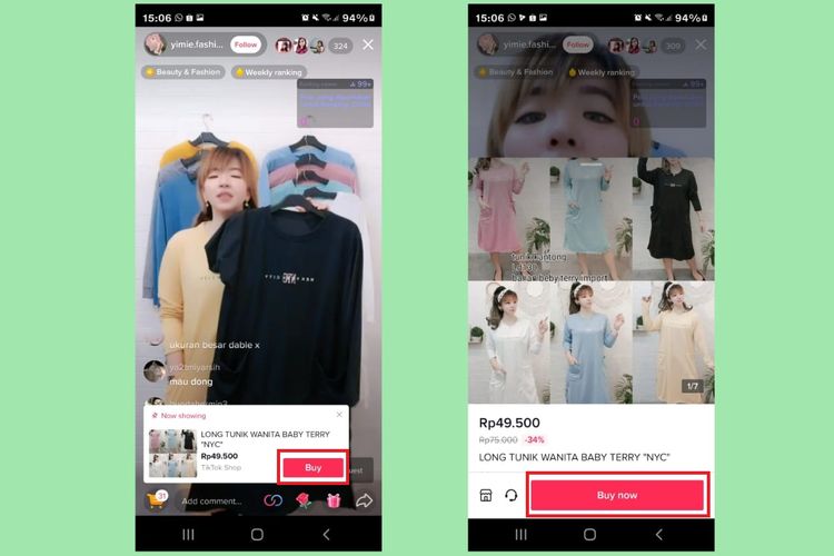 Cara belanja di TikTok Shop saat Live Streaming