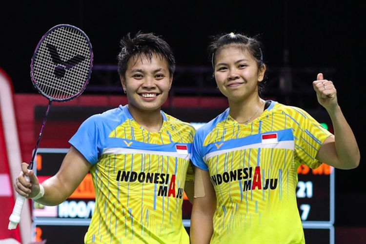 Ganda putri andalan Indonesia, Greysia Polii/Apriyani Rahayu, meraih kemenangan dalam matchday 2 BWF World Tour Finals 2020, Kamis (28/1/2021) di Impact Arena, Thailand.