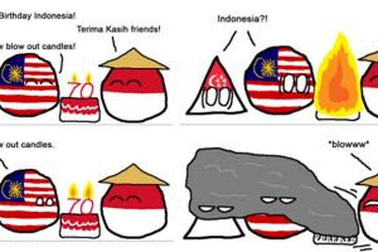 Meme yang dibuat netizen negara tetangga menyindir asap dari pembakaran lahan di Indonesia.