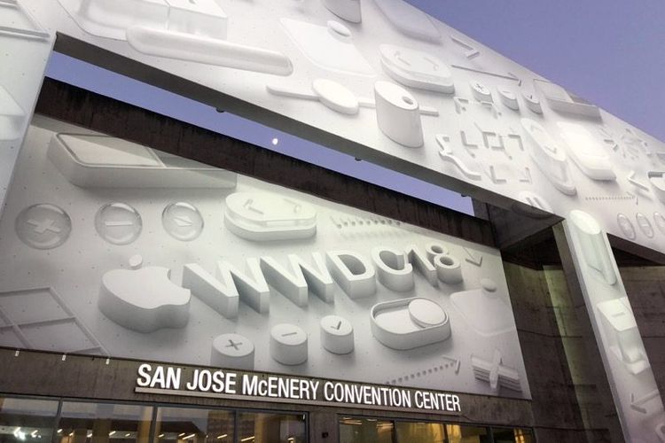 Ilustrasi layar WWDC 2018 di McEnery Convention Center