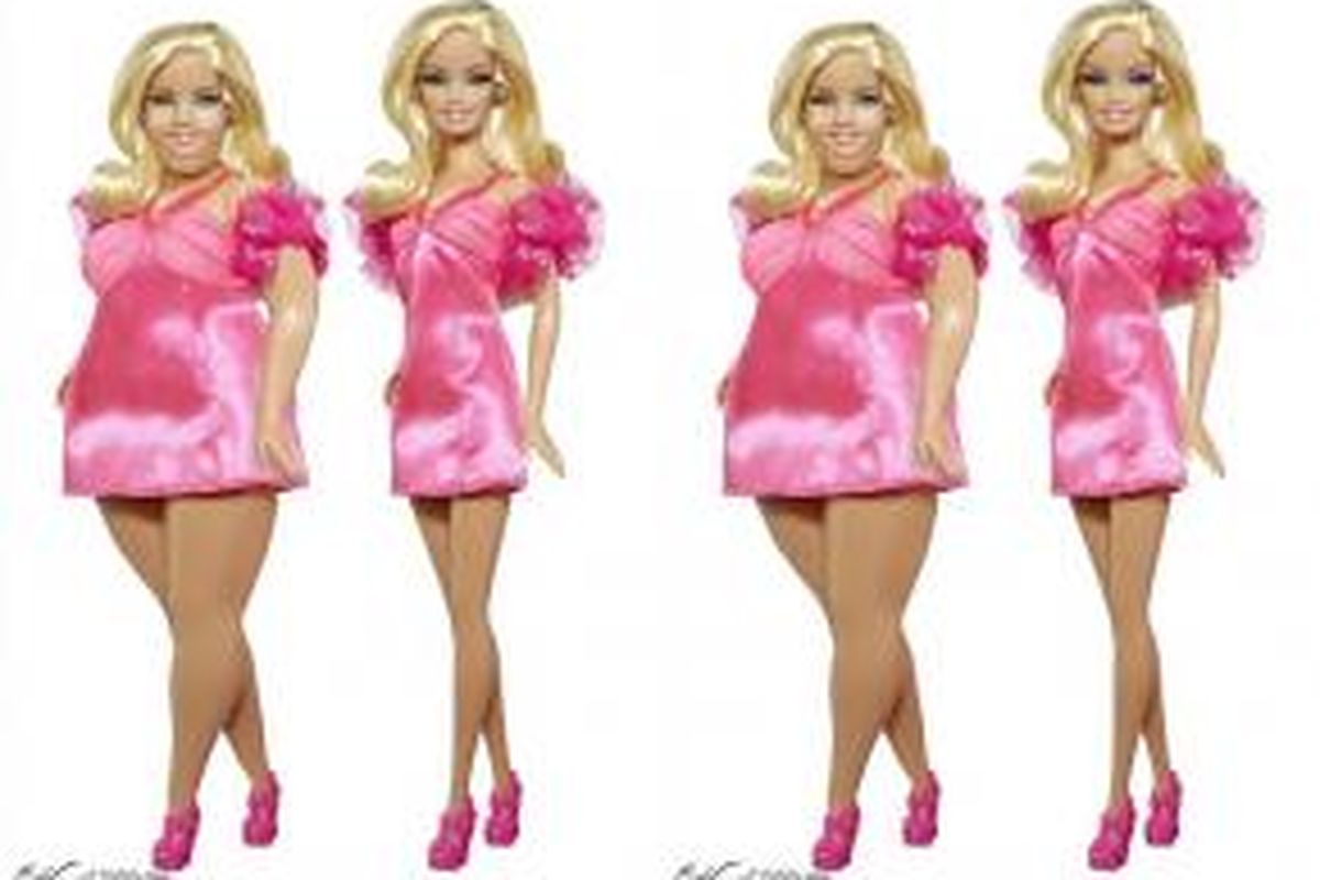 Perbandingan antara Barbie yang asli dengan Barbie versi gemuk.