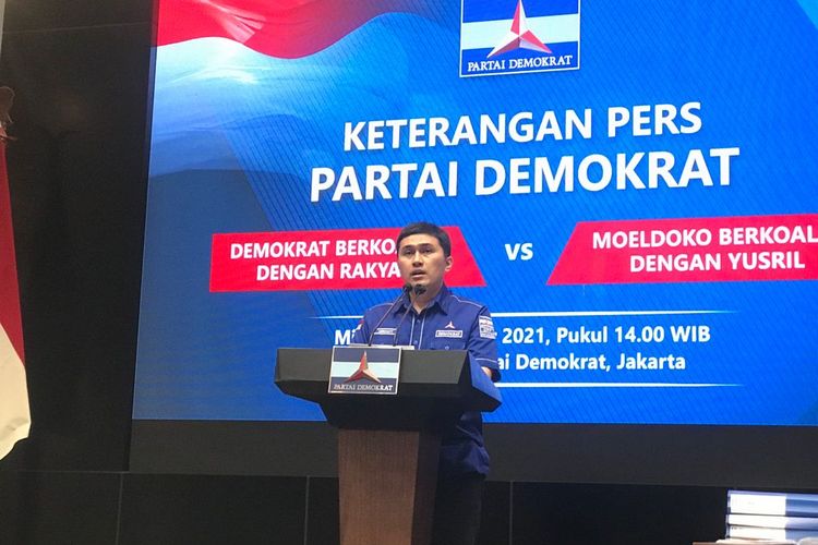 Kepala Badan Komunikasi Strategis DPP Partai Demokrat Herzaky Mahendra Putra dalam Konferensi Pers, Minggu (3/10/2021).