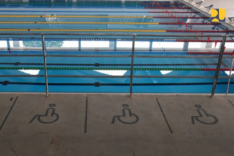 Fasilitas bagi penyandang disabilitas di Stadion Renang (Aquatic), Kompleks Gelora Bung Karno.