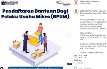 Bantuan Pemerintah Bagi Usaha Mikro (BPUM) DKI Jakarta Tahun 2021