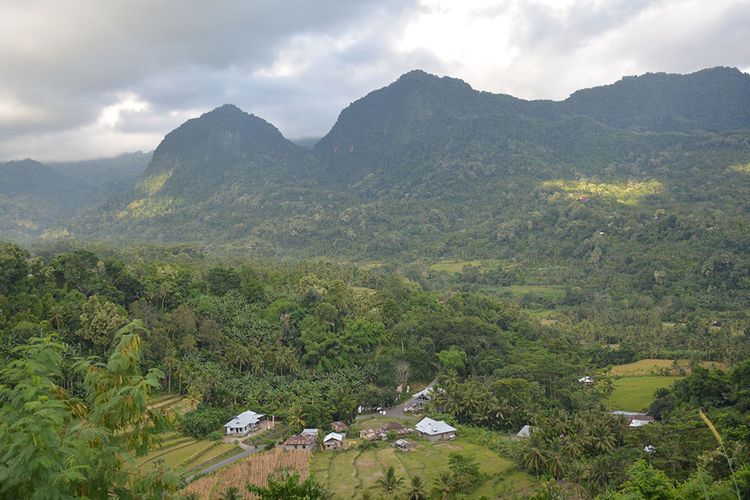 Kawasan Lembah Sawu di bawah kaki gunung api Ebulobo, Kecamatan Mauponggo, Kabupaten Nagekeo, NTT, Kamis (28/2/2019). Kawasan ini sebagai pos untuk trekking ke puncak gunung api Ebulobo.