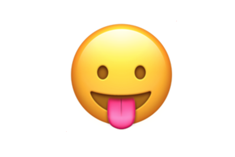 Ilustrasi emoji wajah dengan lidah menjulur.