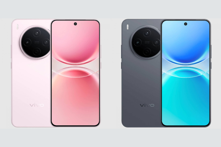 Vivo Y500 Pro varian warna Soft Powder (kiri) dan Titanium Black (kanan).