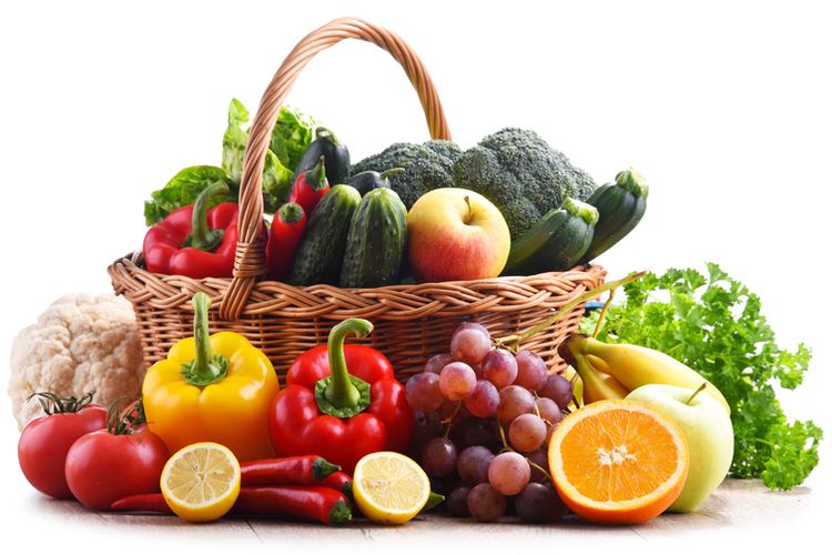 ilustrasi buah dan sayur.