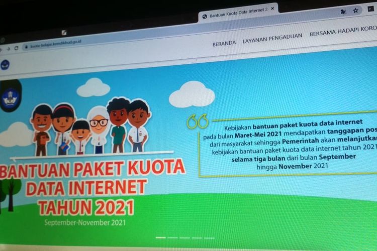 Bantuan kuota data internet gratis dari Kemendikbu Ristek 2021.