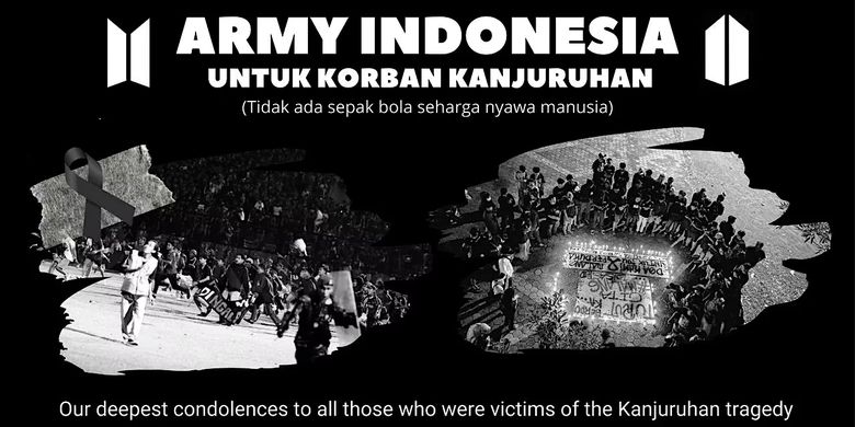 Fanbase boy group BTS di Indonesia, ARMY Indonesia, menggalang dana untuk membantu para korban tragedi Kanjuruhan.