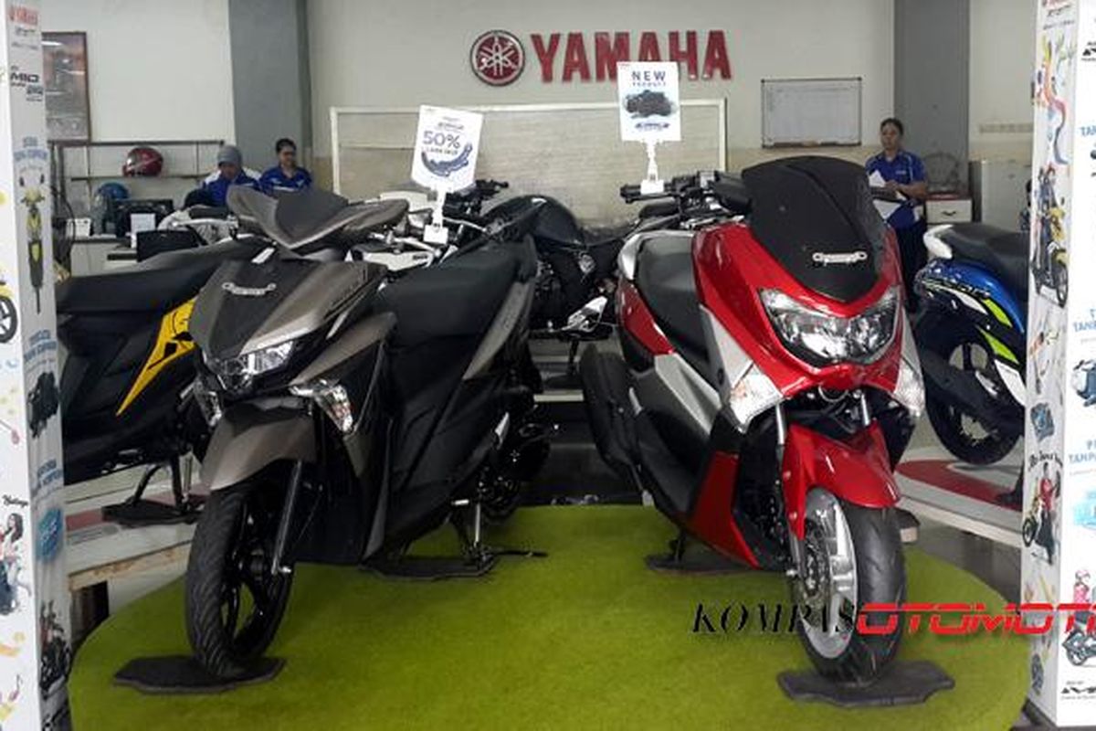 Deretan sepeda motor Yamaha di dealer PT Surya Timur Sakti Jatim (STSJ) Banjarmasin.