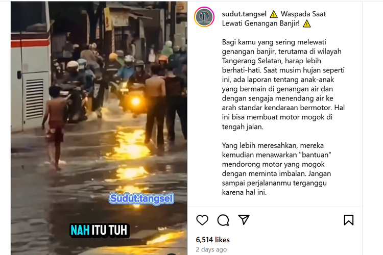 Modus anak bermain air di Tangerang Selatan, motor mogok jadi target