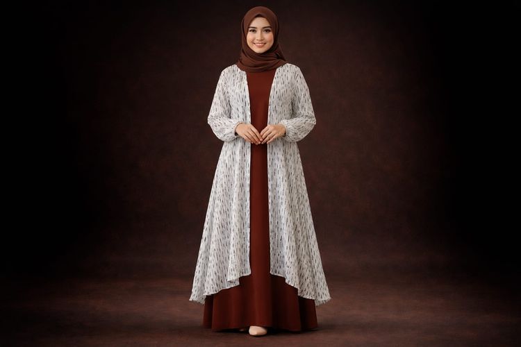 Gamis Outer dengan Motif Minimalis