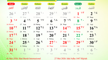 Catat, Ini Daftar Tanggal Merah Mei 2026, Ada 3 Long Weekend