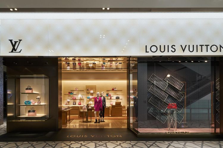 Ilustrasi butik resmi Louis Vuitton.