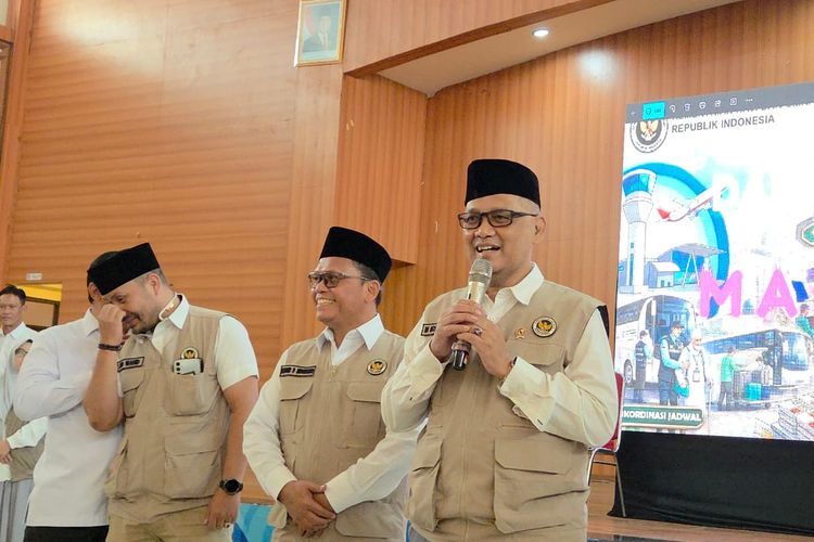 Menteri Haji dan Umrah Mochamad Irfan Yusuf memberikan pembekalan kepada petugas haji 2026, Senin (26/1/2026).
