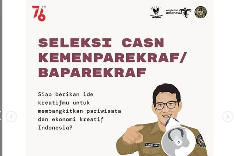 Kemenparekraf Buka 189 Formasi CPNS 2021 untuk Lulusan D3-S2