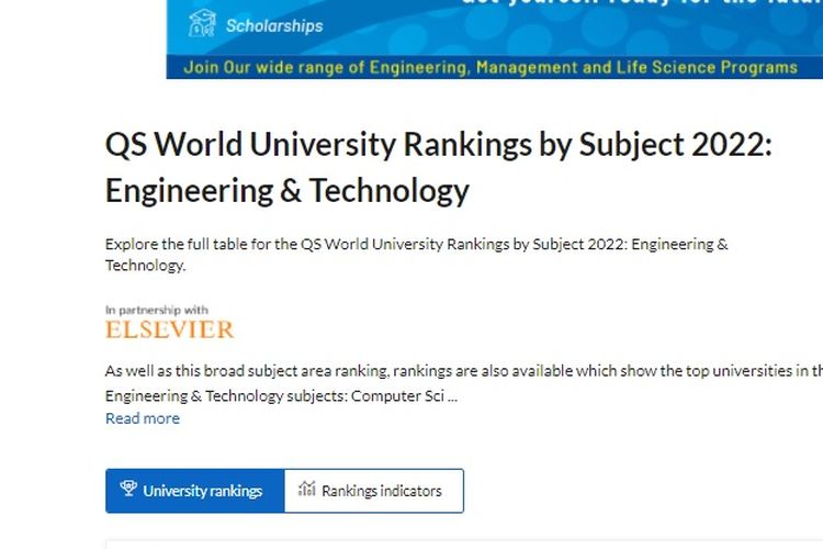 QS WUR by Subject Engineering-Technology 2022