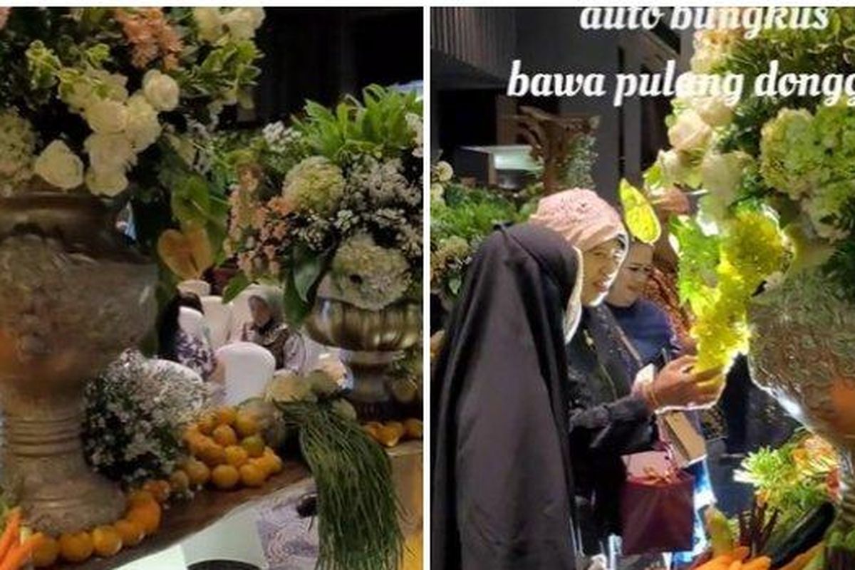 Pernikahan di Subaraya, Jawa Timur yang sediakan sayuran untuk tamu. 
