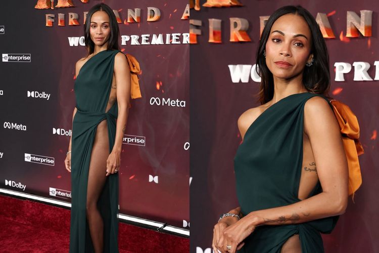 Zoe Saldana dalam world premiere film terbarunya Avatar: Fire and Ash di Los Angeles, Amerika Serikat.