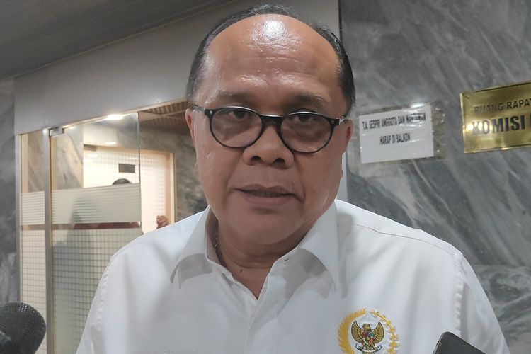 Anggota DPR Fraksi PDI-P Junimart Girsang ditemui di Kompleks Parlemen Senayan, Jakarta, Rabu (13/3/2024).