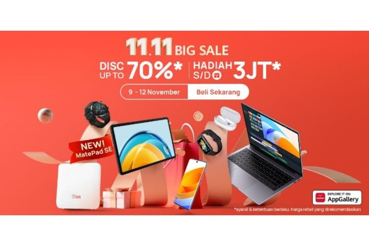 Huawei mengadakan Special 11.11 Super Sale mulai 9-12 November 2022. 