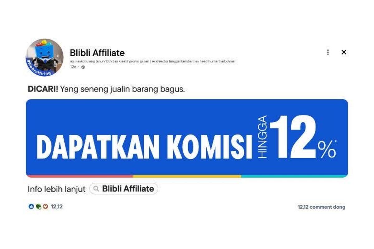 Blibli Affiliate tawarkan komisi hingga 12 persen 