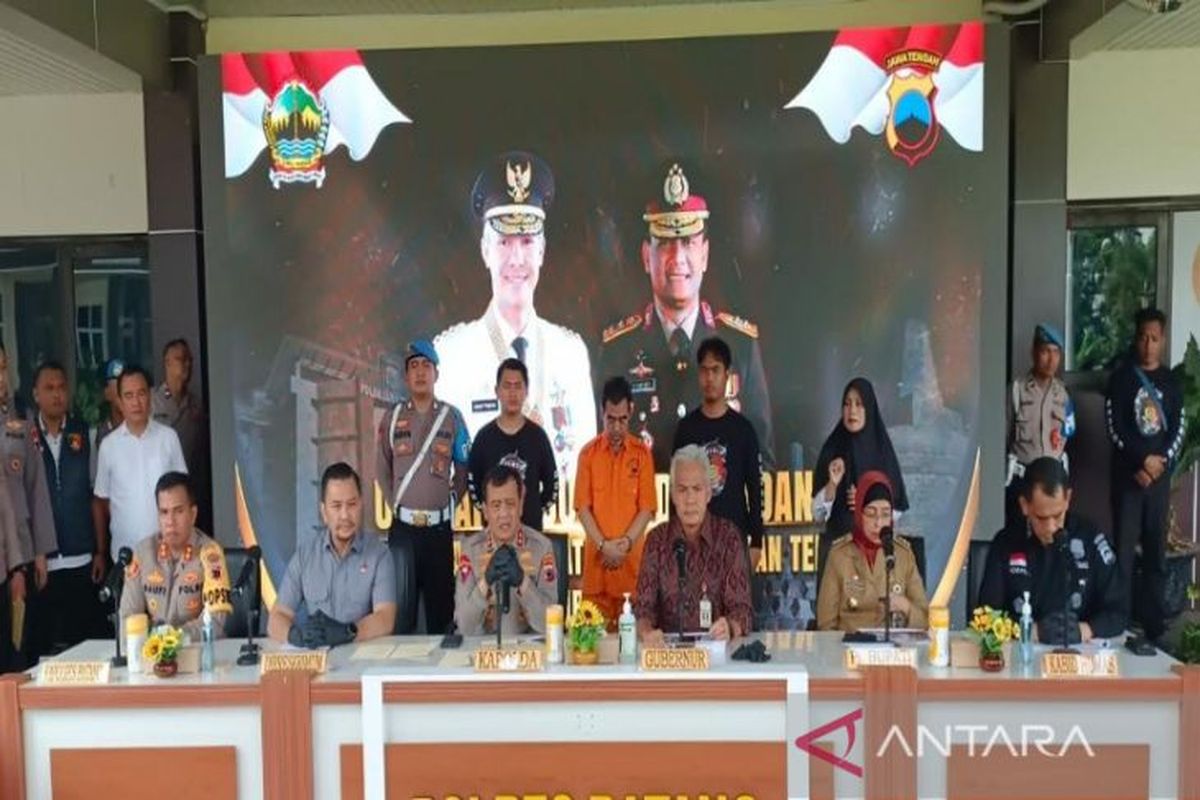 Central Java Police Chief Inspector General Ahmad Luthfi addresses a press conference on child sexual abuse in Batang, Central Java, on Tuesday April 11, 2023. 