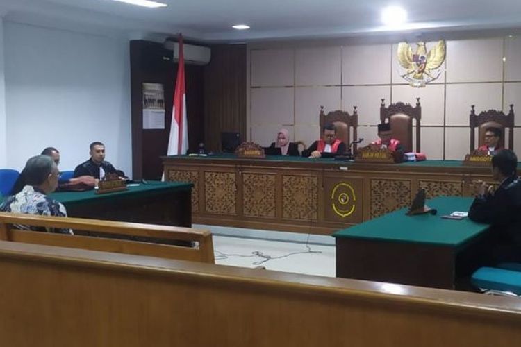 Sidang tindak pidana korupsi retribusi pasar di Pengadilan Tipikor pada Pengadilan Negeri Banda Aceh di Banda Aceh, Kamis (27/6/2024. 
