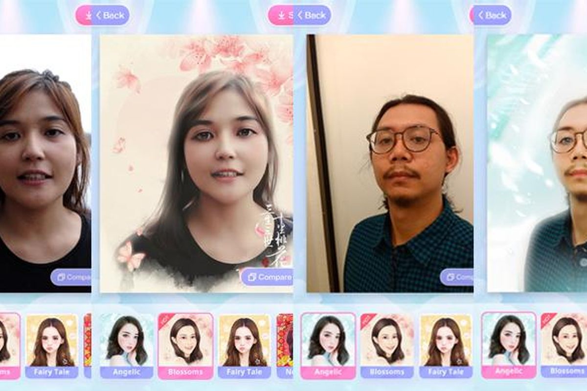 Contoh foto sebelum dan setelah memakai aplikasi Meitu